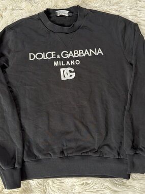 Dolce & Gabbana Black Crewneck Sweatshirt with White Logo size (L-XL)